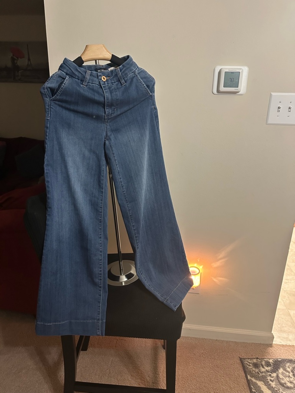 BCBGeneration Wide-Leg Jeans in Denim Blue